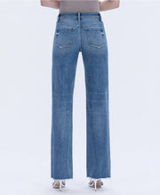 Load image into Gallery viewer, Shake It High Rise Frayed Hem Slim Wide Jeans