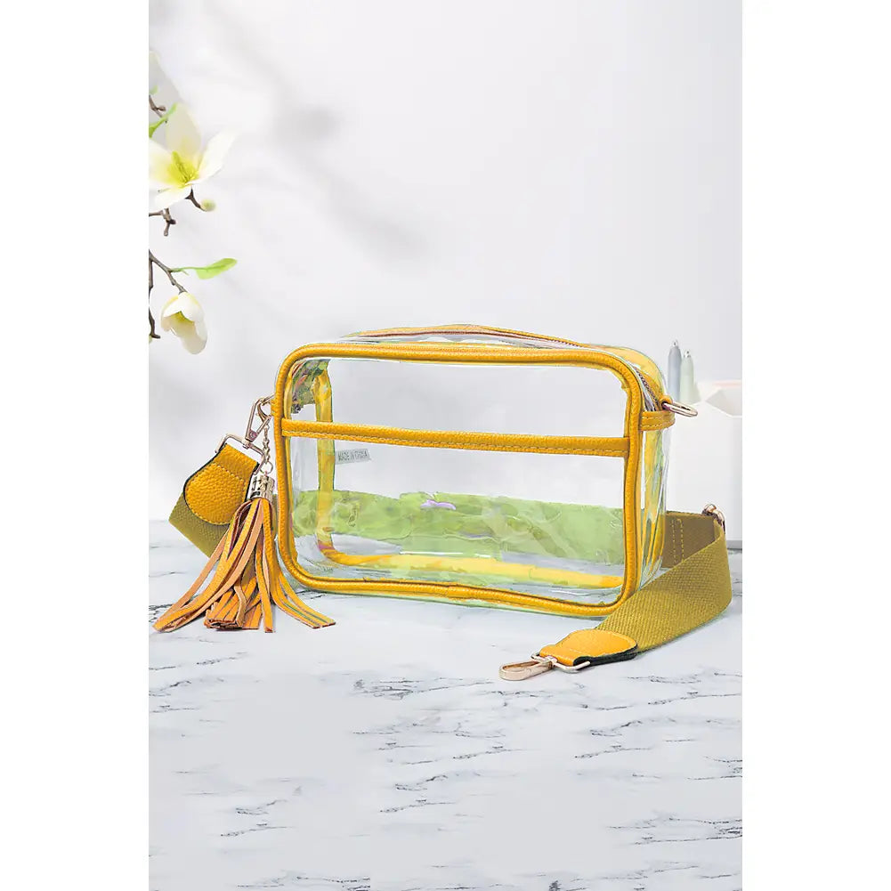 Clear PU Cross Body Camera Bag Mustard