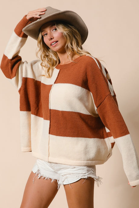 Simple Pleasures Color Block Knit Sweater