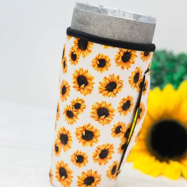 White Sunflower Insulated Koozie