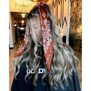 Scrunchie Scarf in Rust Paisley