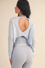 Load image into Gallery viewer, Some Never Do Cotton Slub Cutout Back LS Top in Blue