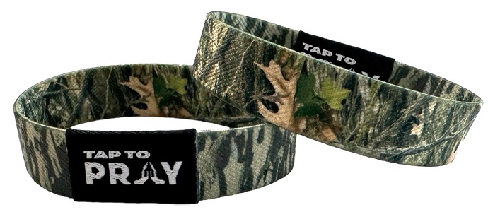 Versible Forest Camo/Tree Bark Camo Tap to Pray Wristband