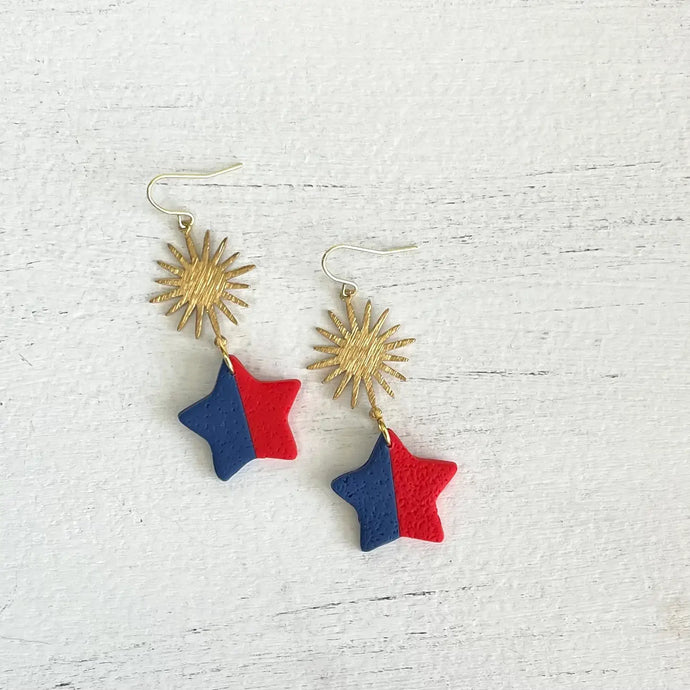 Color Block Star Clay Earrings