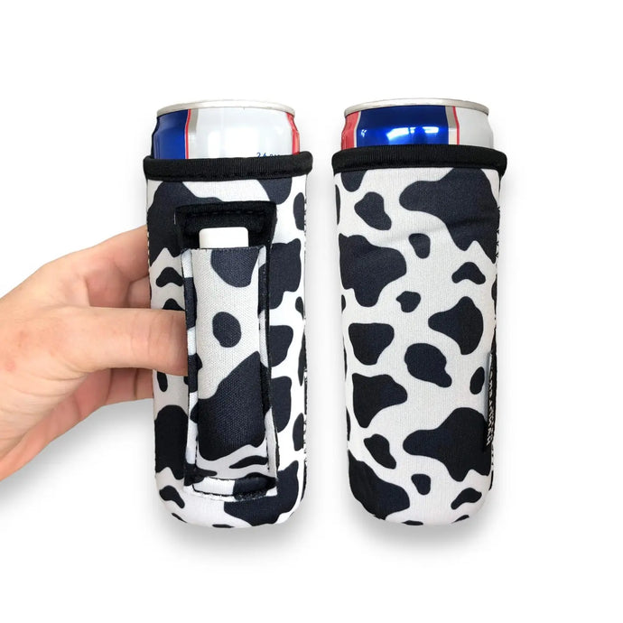 Black & White Cow Print 12oz Slim Can Handler