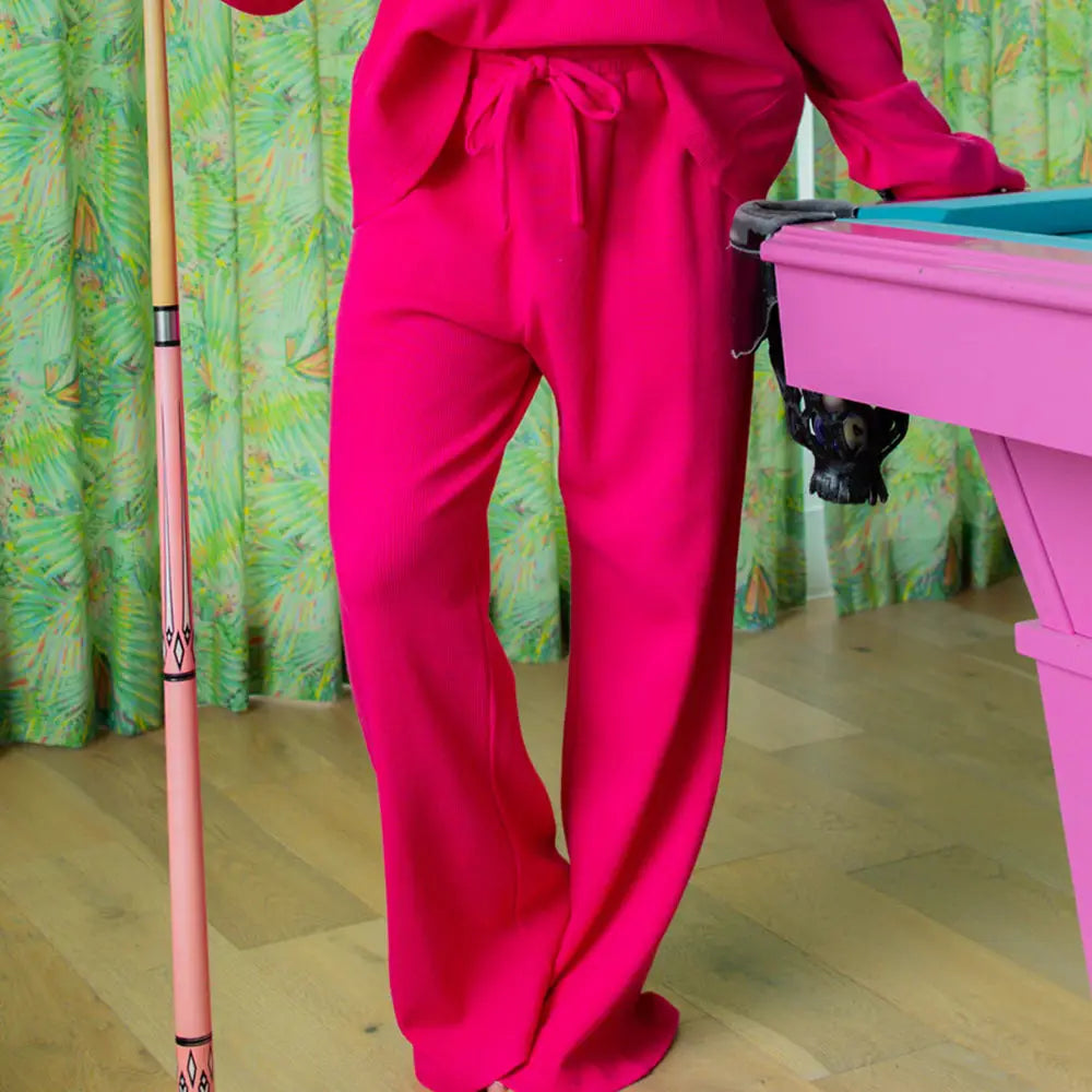 Lulu Mac Waffle Pants in Hot Pink