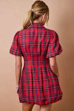 Load image into Gallery viewer, Love We Need Plaid Collared Zip Front Mini Dress