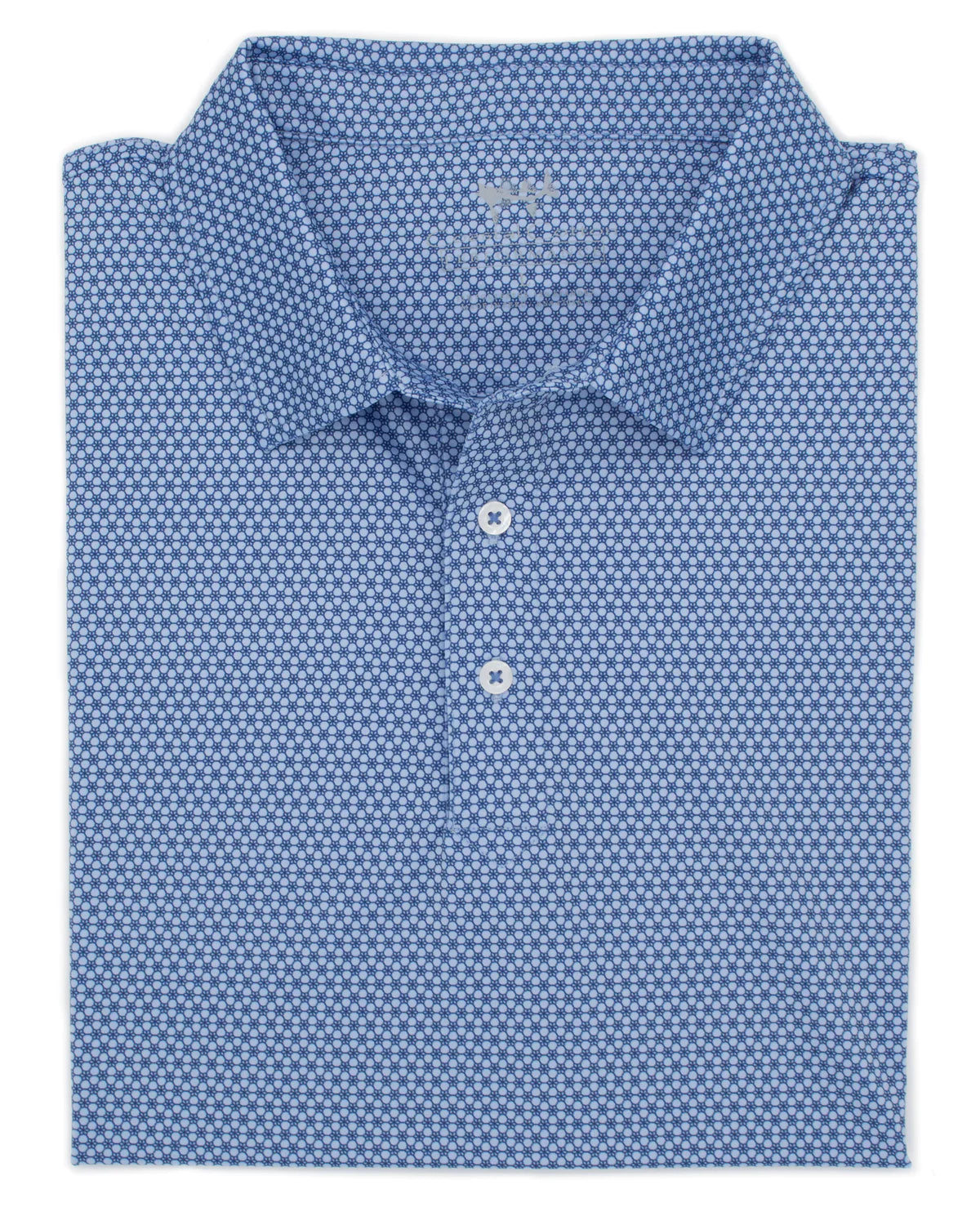 Coastal Cotton Cobalt Mosiac Printed Polo