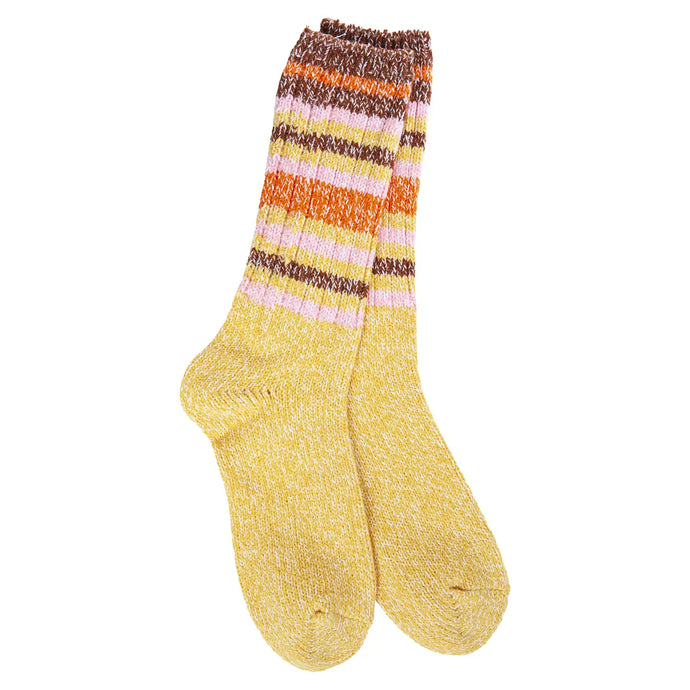 World's Softest Socks Ragg Crew in Honey Stripe