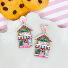 Load image into Gallery viewer, Festive Pink Holiday Bakeshop Dangle Earrings