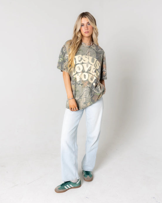 Jesus Loves You Heavyweight Camo Tee