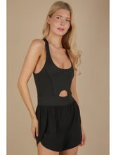 Load image into Gallery viewer, Take a Look Around Front Cutout Activewear Romper in Black