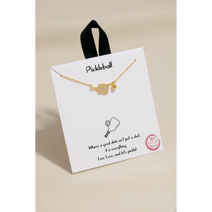 Gold Pickleball Pendant Necklace