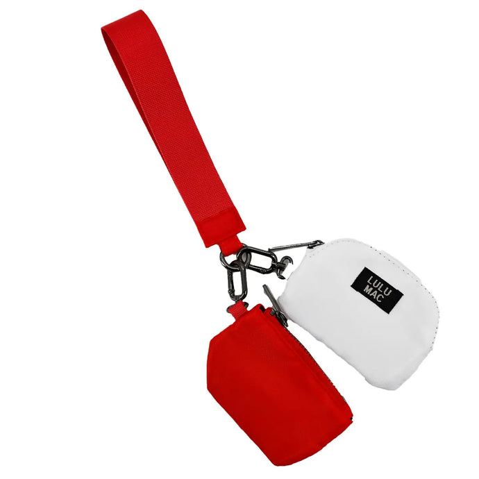 Lulu Mac Double Pouch Wristlet in Red/White
