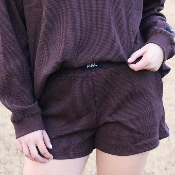 Lulu Mac Waffle Shorts in Brown