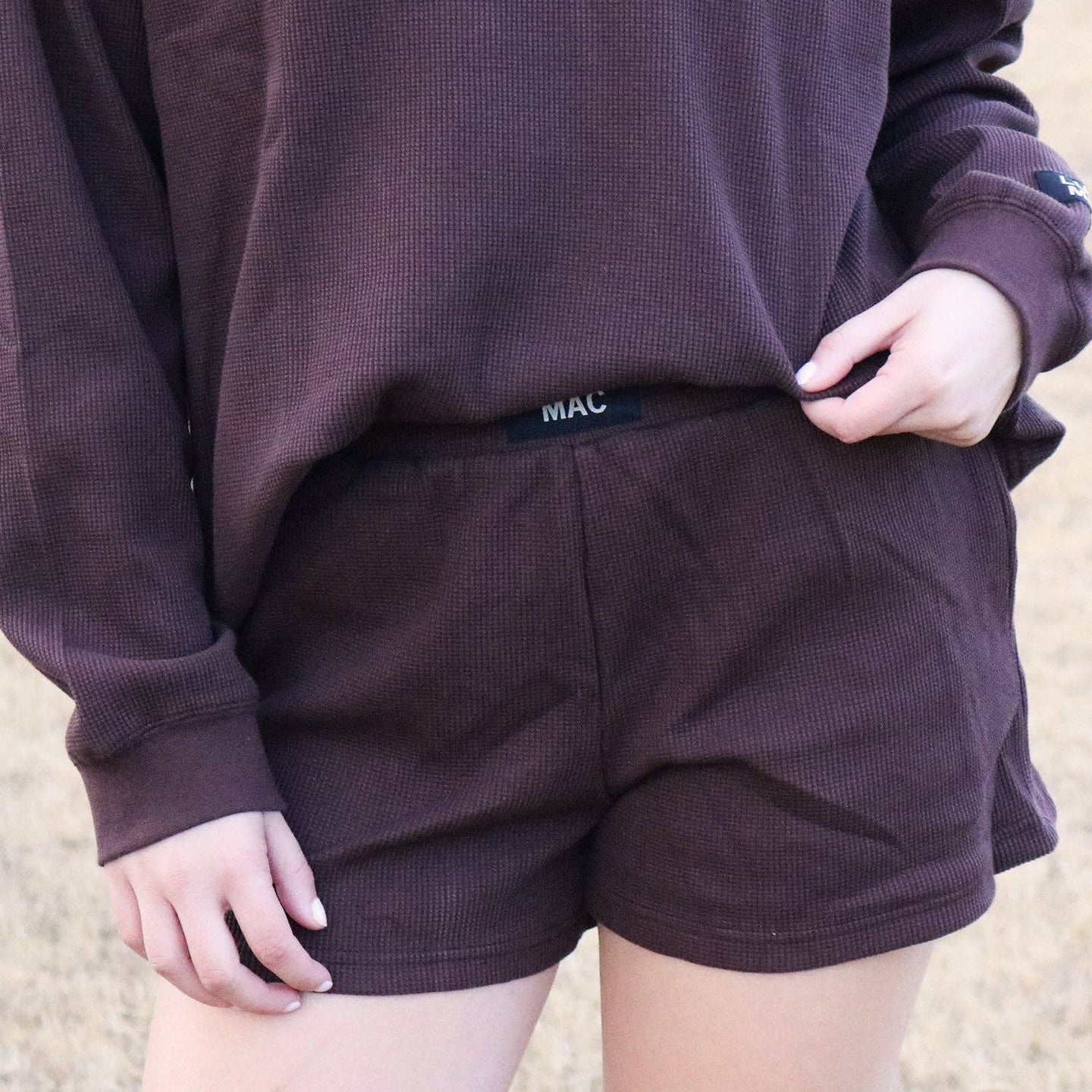 Lulu Mac Waffle Shorts in Brown