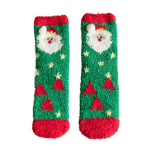 Load image into Gallery viewer, You Better Not Pout Santa Triangle Box Gift Fuzzy Socks