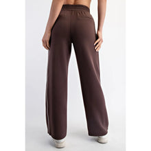 Load image into Gallery viewer, It's Love Modal Scuba Stripe Piping Pants in Espresso/Cream
