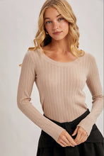 Load image into Gallery viewer, Come On LS Pointelle Knit Top in Beige