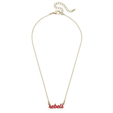 Load image into Gallery viewer, Ole Miss Rebels Enamel Script Necklace in Red
