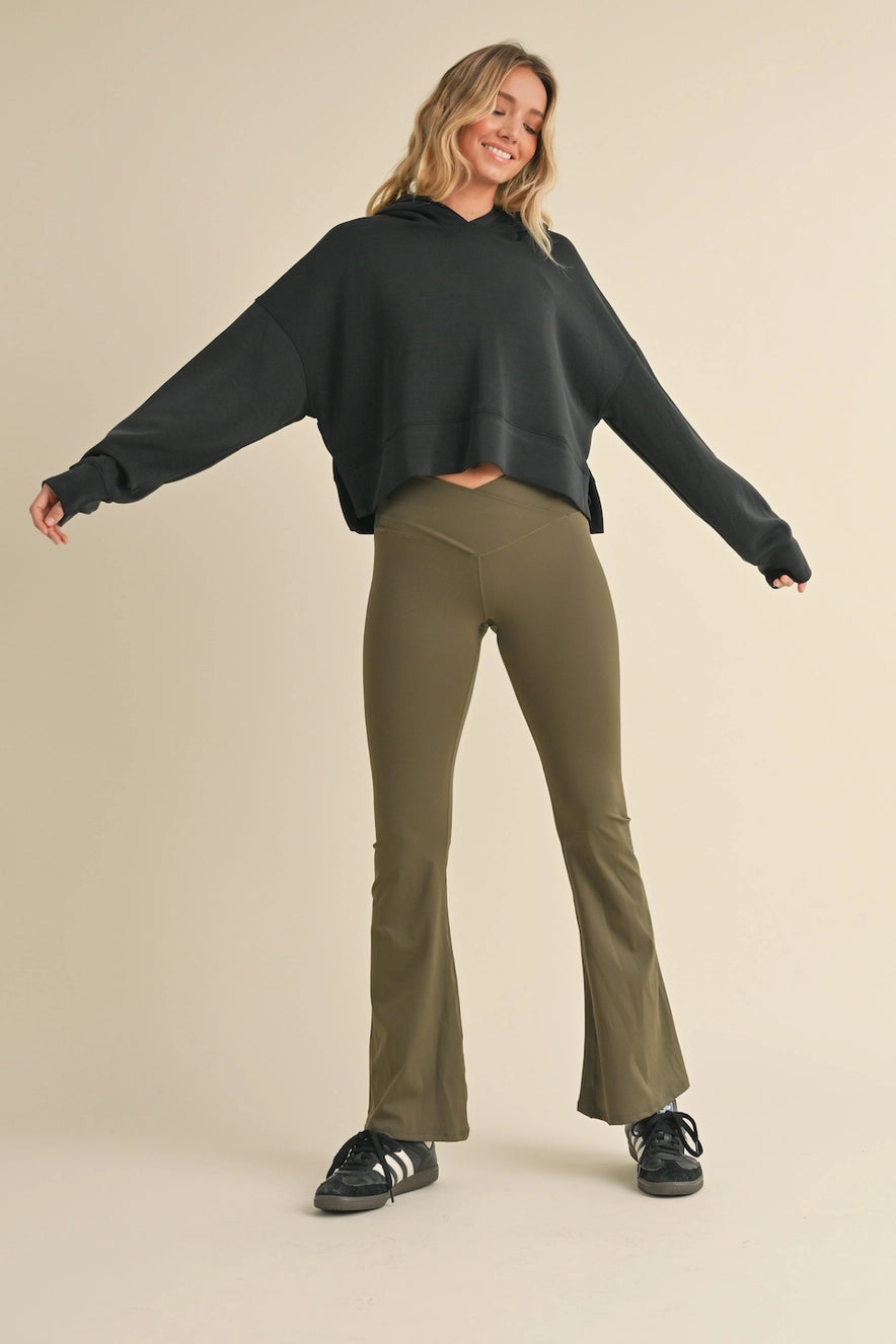 Lost My Mind Scuba Oversized Crop Hoodie in Black