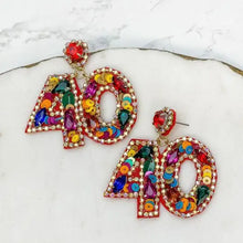 Load image into Gallery viewer, 40 Birthday Celebration Rhinestone Drop Earrings