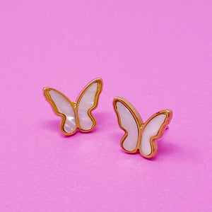 Golden Shell Butterfly Stud Earrings