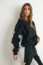 Load image into Gallery viewer, Don&#39;t Let Me Down Round Neck Sweatshirt With Star Detail in Black/Grey