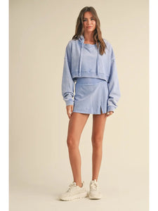 All Day Long Mineral Wash Pullover Hoodie in Lavender Blue
