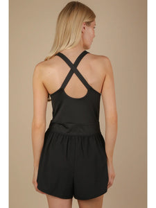 Take a Look Around Front Cutout Activewear Romper in Black