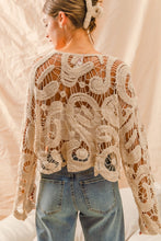 Load image into Gallery viewer, She Tried Crochet Lace Flared Sleeves Top
