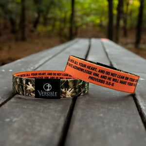 Versible Forest Camo Proverbs 3:5-6 Wristband