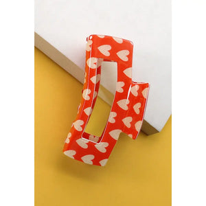 Valentine's Rectangle Heart Claw Clip