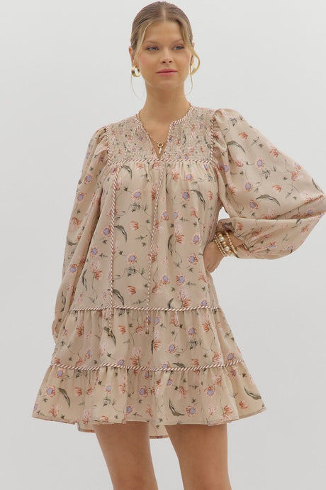 I Don't Floral LS Midi Dress