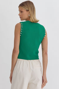 Head & Heart Pearl Embellished Top Green