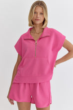 Load image into Gallery viewer, Putting Sugar on Me Half Zip Top Hot Pink