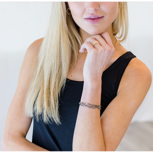 Erin Gray Boho Bracelet Stack in Black Hematite + Gold Filled