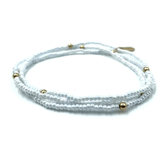 Erin Gray Boho Bracelet Stack in White + Gold Filled