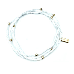 Erin Gray Boho Bracelet Stack in White + Gold Filled