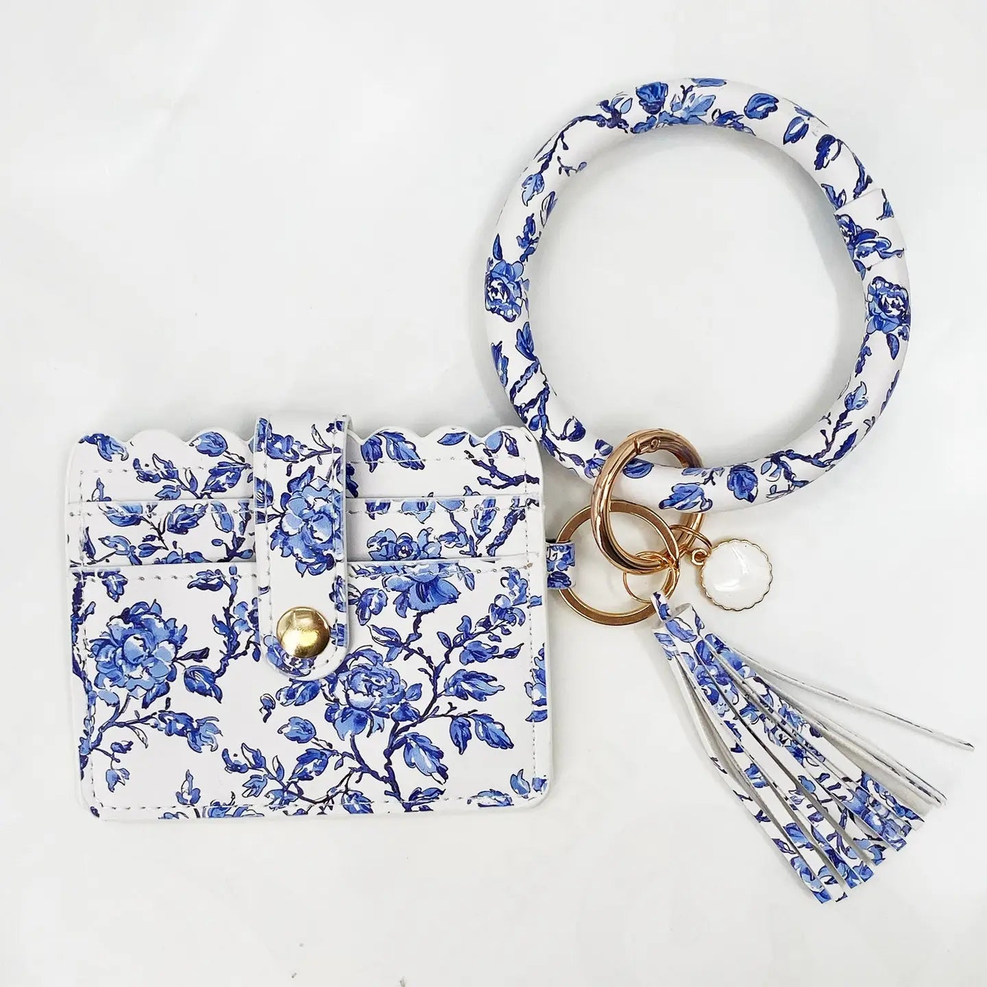 Lulu Mac Wristlet ID Wallet in Blue Flower