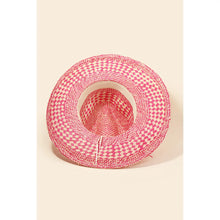 Load image into Gallery viewer, Checkered Straw Weave Sun Hat Fuchsia