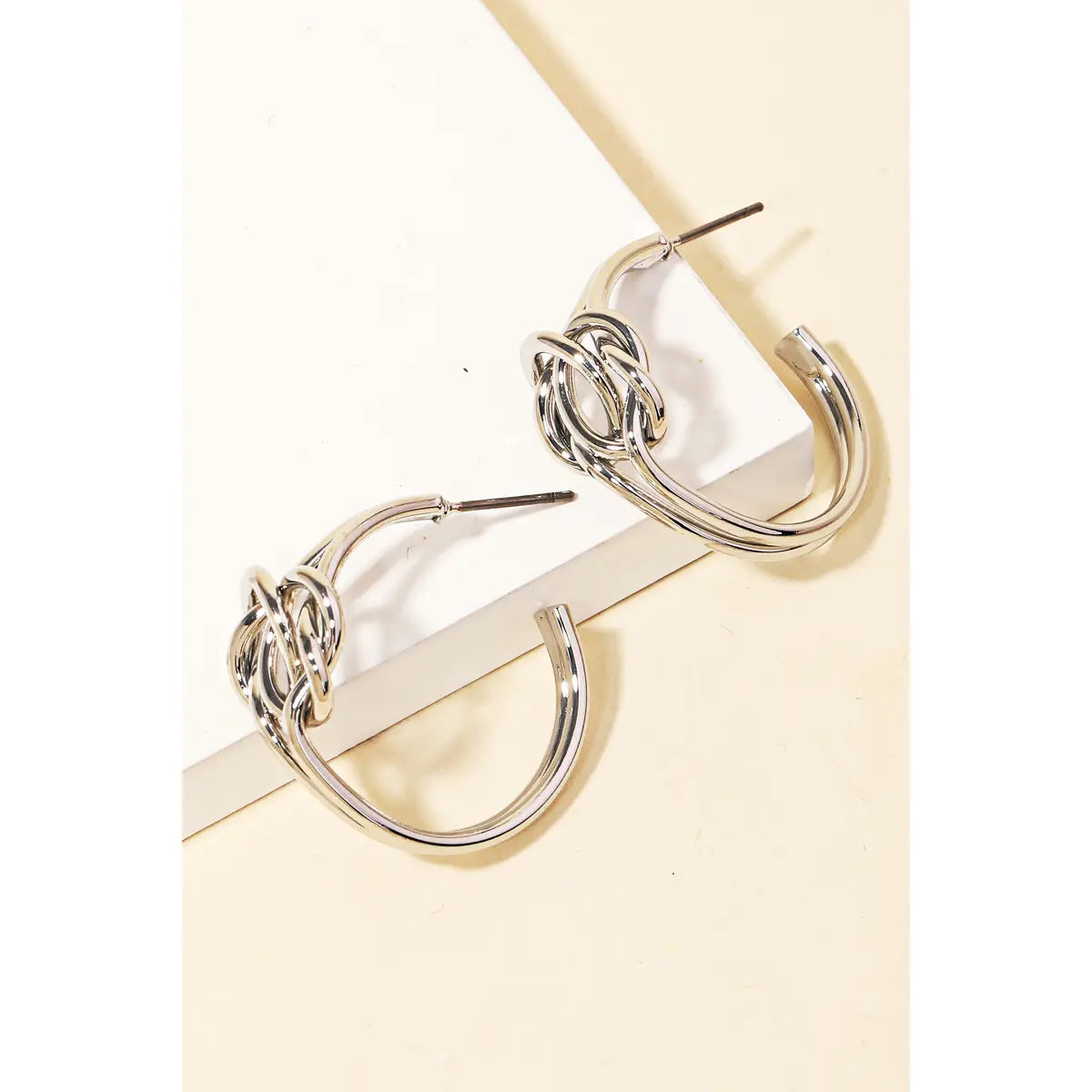 Silver Knot Hoop Earrings