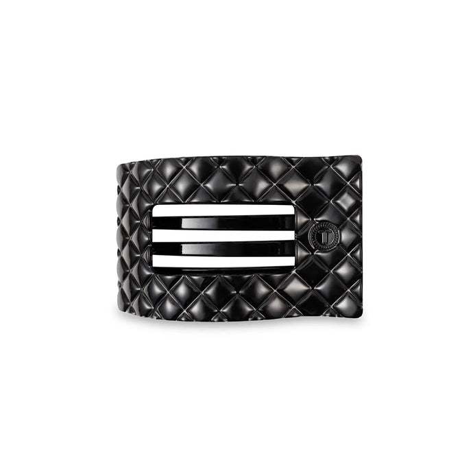 Teleties Small Flat Rectangle Clip in Jet Black Quilted
