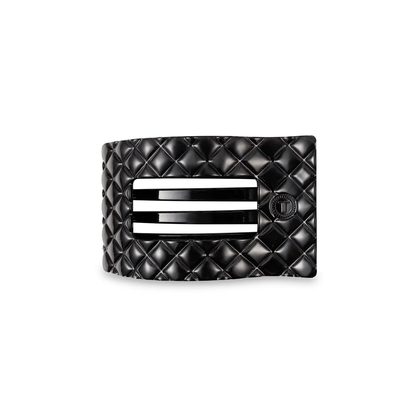 Teleties Small Flat Rectangle Clip in Jet Black Quilted