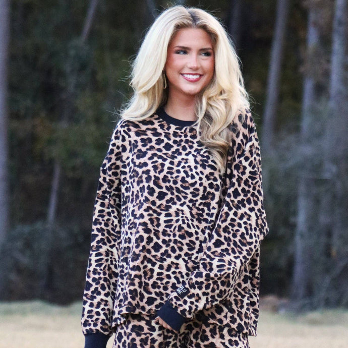 Lulu Mac Waffle LS Top in Leopard