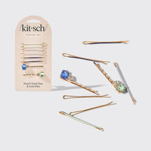 Load image into Gallery viewer, Kitsch Cloud &amp; Gem Bobby Pins 8pc Set in Garden Bouquet