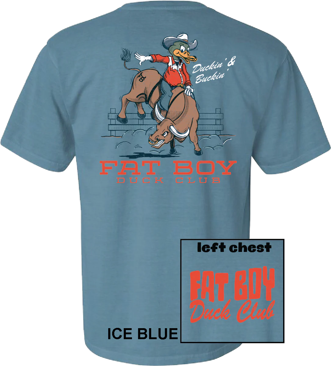 Fat Boy Duck Club Bull SS Tee in Ice Blue