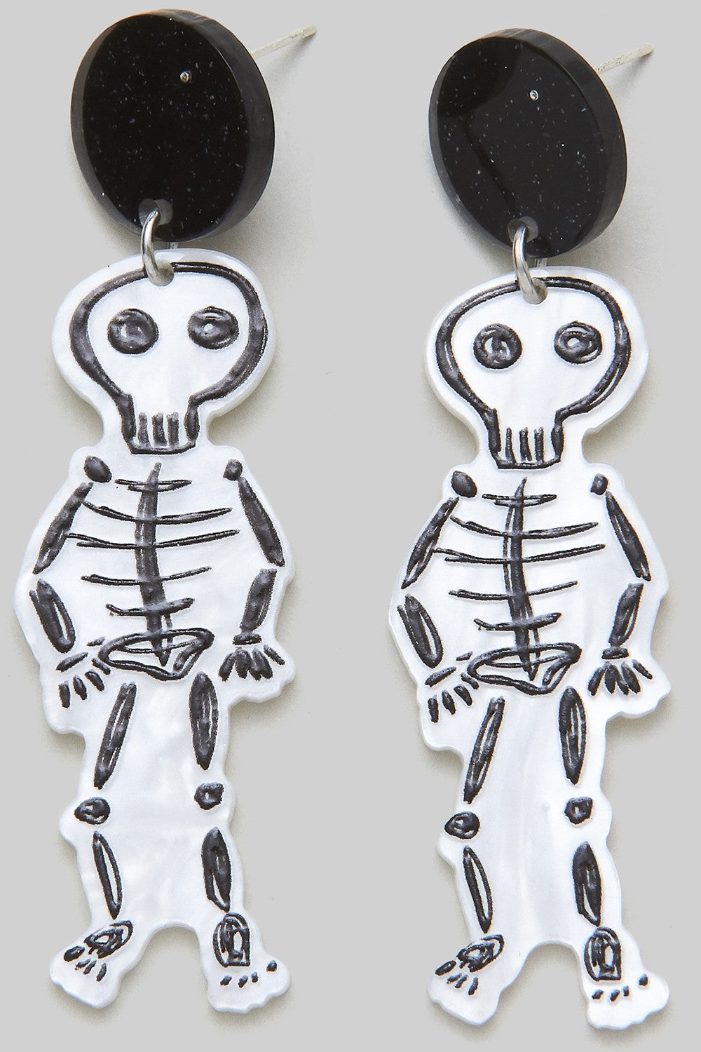 Spooky Scary Skeleton Drawing Earrings