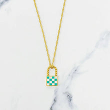 Load image into Gallery viewer, Checkered Gold Locket Necklace