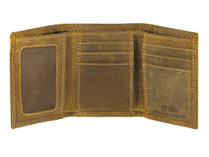 Vintage Tan Brass Lab Trifold Wallet